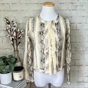 🆑 CLEARANCE | Weston Wear | Ivory Snake Print Fringe Blazer